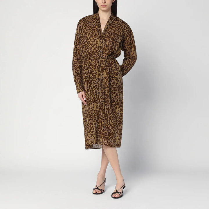 6397 - Leopard-print shirt dress in cotton voile Brand Shirts &amp; Tops L