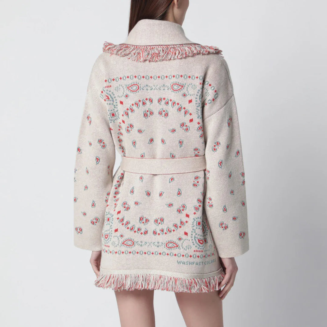 Alanui - Beige/coral bandana jacquard cardigan Brand Shirts &amp; Tops