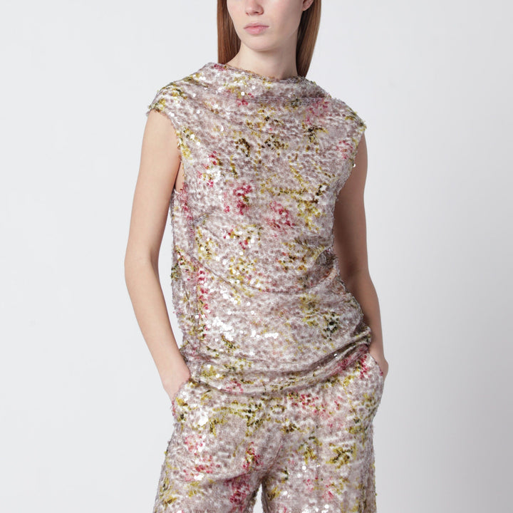 Shirts &amp; Tops Alberta Ferretti - Sleeveless high-neck top with a floral sequin pattern Brand