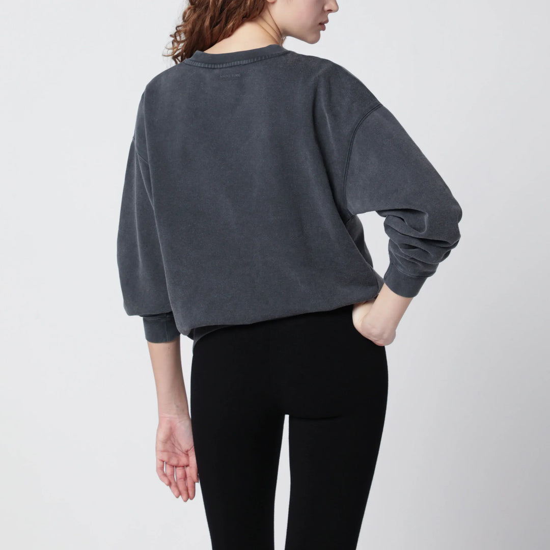 ANINE BING - Spencer Eagle washed black sweatshirt Brand Shirts &amp; Tops