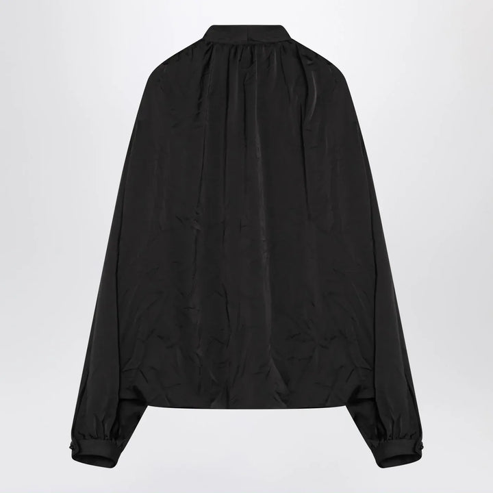 Balenciaga - Black satin blouse with bow Brand Shirts &amp; Tops