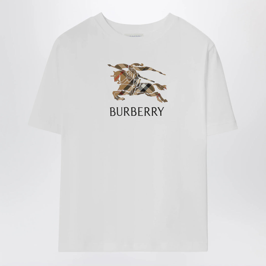 Burberry - White cotton T-shirt with EKD Check Brand Shirts &amp; Tops 10Y