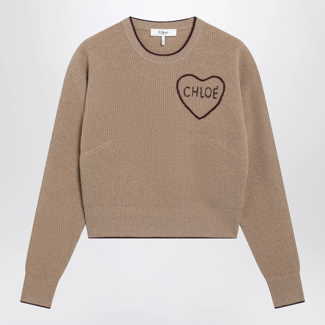 Chloé - Light Brown Wool and Cashmere Logo Sweater Brand Shirts &amp; Tops S