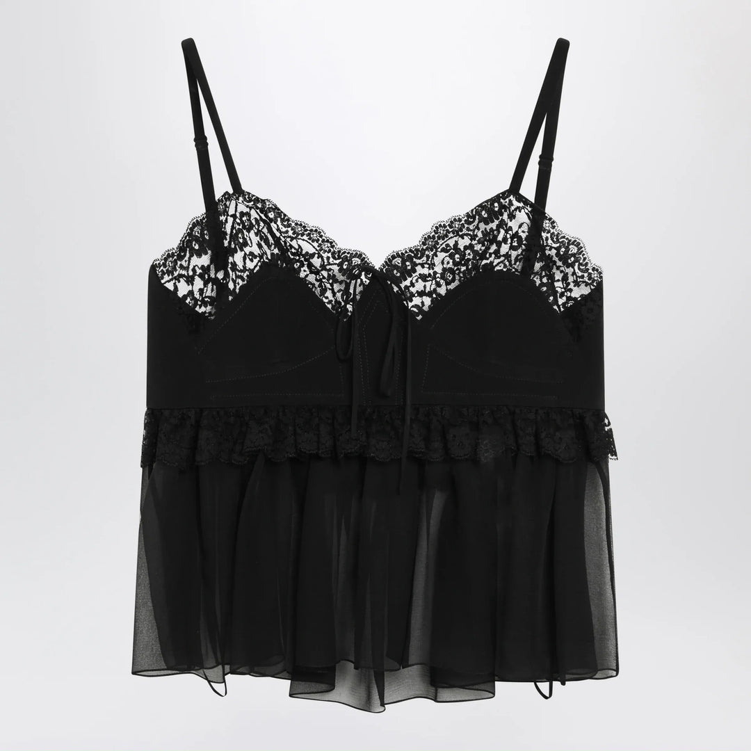Chloé - Silk crêpe de chine top with thin straps, black Brand Shirts &amp; Tops 38  FR