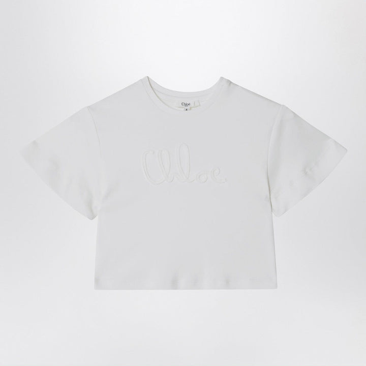 Shirts &amp; Tops Chloé - White cropped T-shirt with logo embroidery Brand