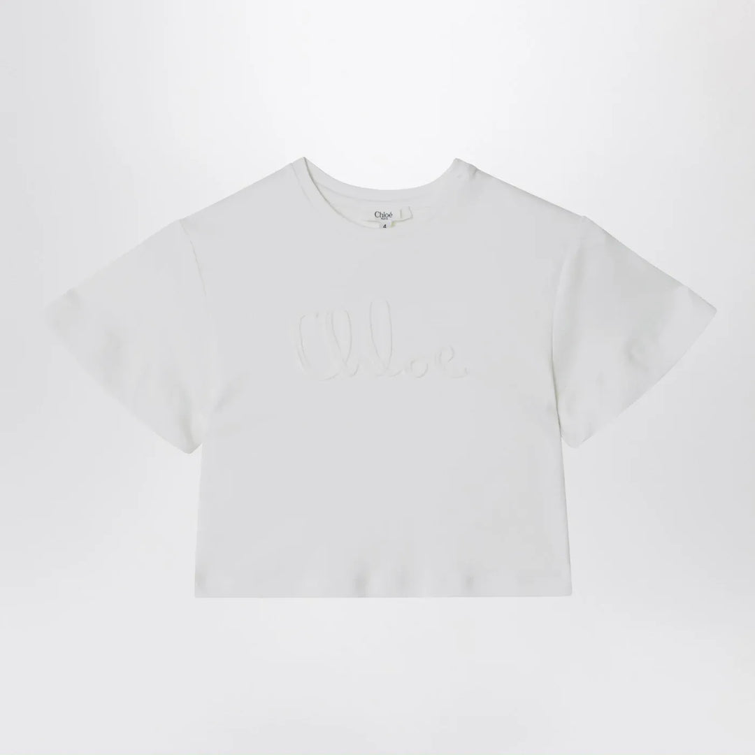 Chloé - White cropped T-shirt with logo embroidery Brand Shirts &amp; Tops 8
