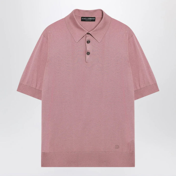 Dolce&amp;Gabbana - Pink silk polo shirt Brand Shirts &amp; Tops 46 IT