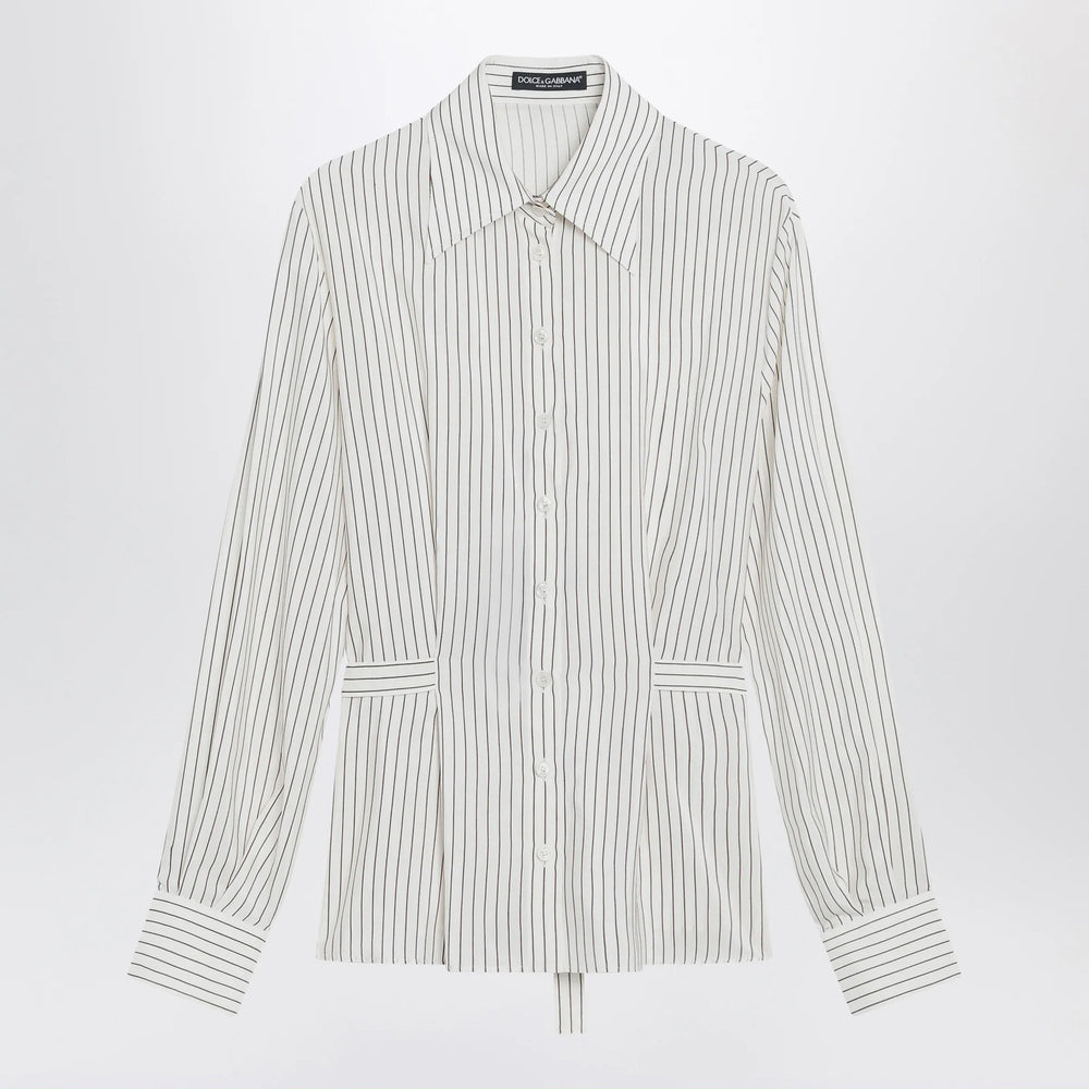 Dolce&Gabbana - White pinstriped shirt in silk and cotton Brand Shirts & Tops 40  IT