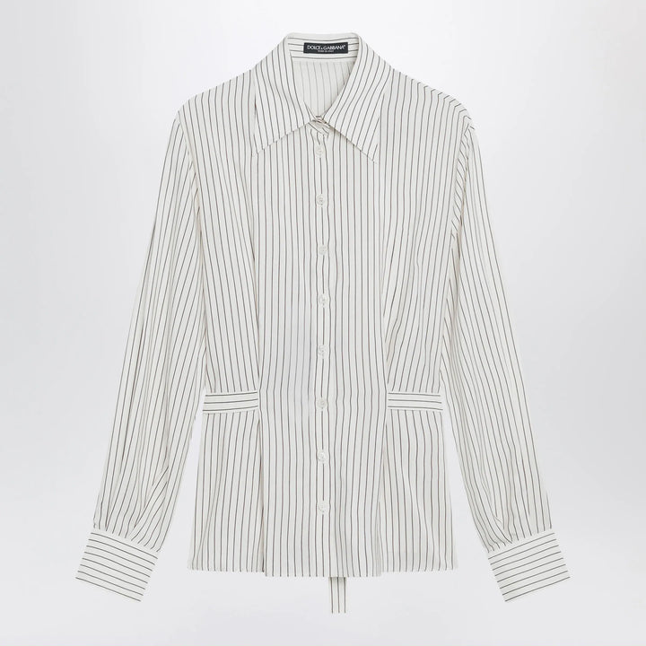 Dolce&amp;Gabbana - White pinstriped shirt in silk and cotton Brand Shirts &amp; Tops 40  IT
