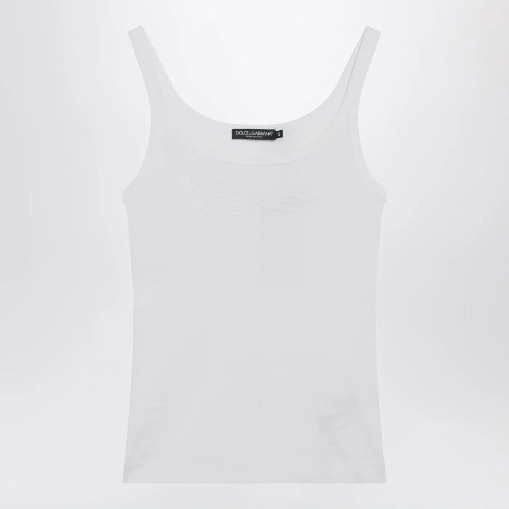 Dolce&Gabbana - White tank top with logo embroidery Brand Shirts & Tops 40  IT