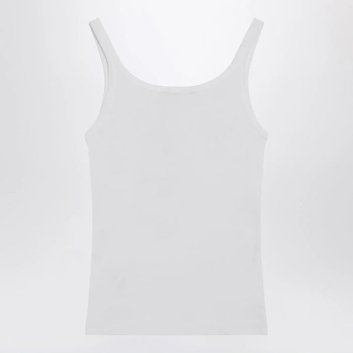 Dolce&amp;Gabbana - White tank top with logo embroidery Brand Shirts &amp; Tops 40  IT