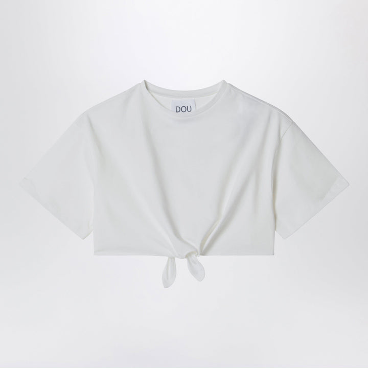 Shirts &amp; Tops 8 Douuod - Ivory cropped T-shirt with knot detail Brand