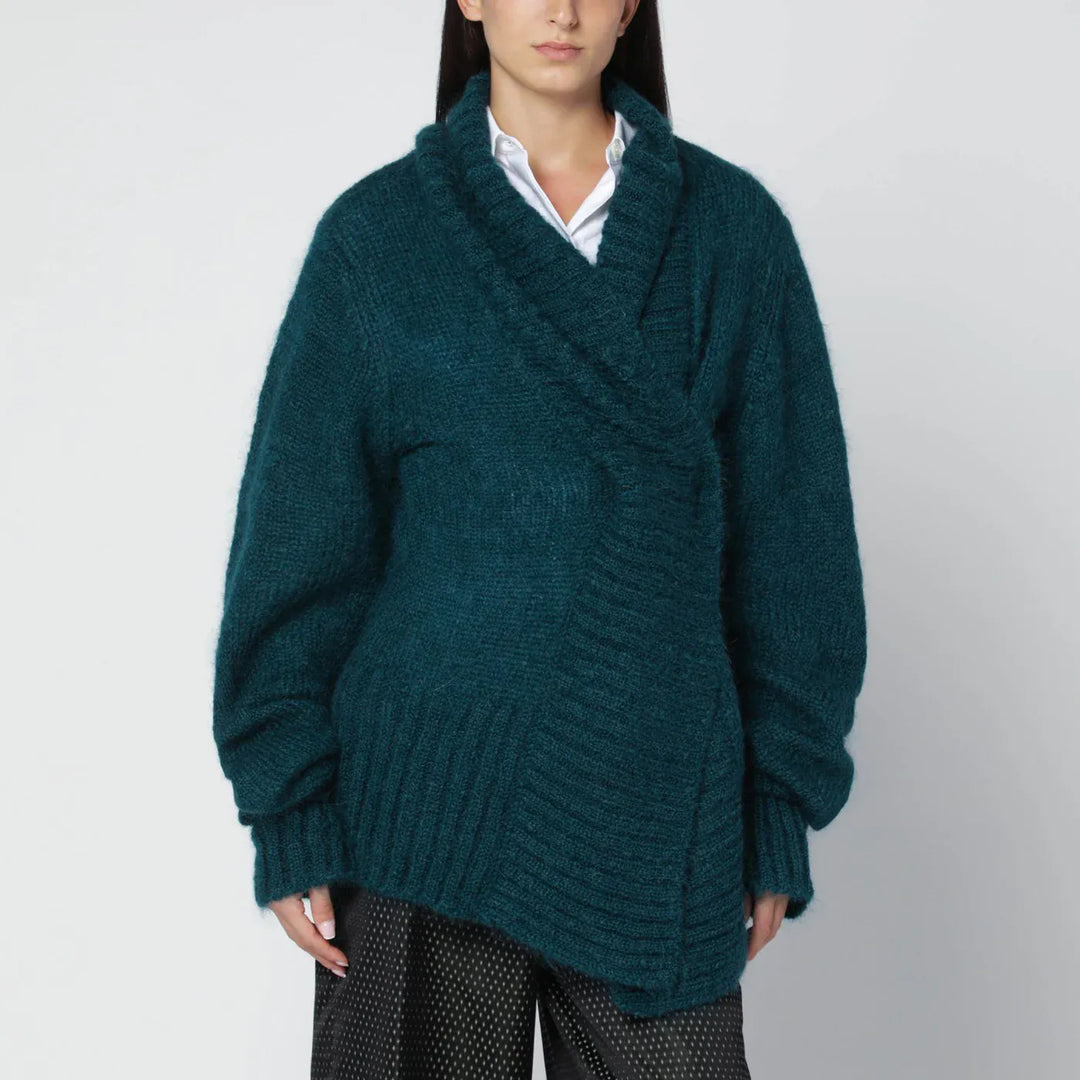 Dries Van Noten - Oversized petroleum green mohair-blend sweater Brand Shirts &amp; Tops M