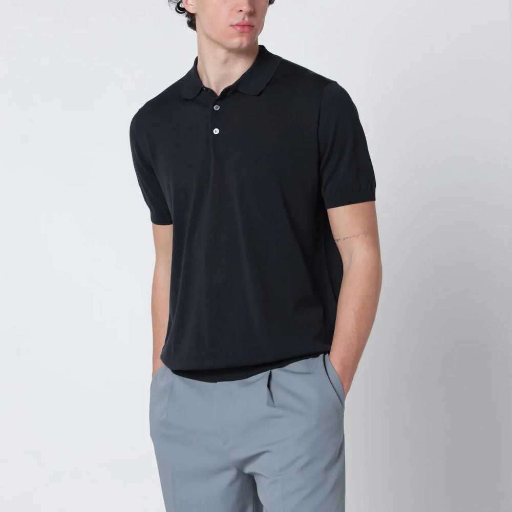 Drumohr - Navy blue cotton polo Brand Shirts & Tops 48 IT