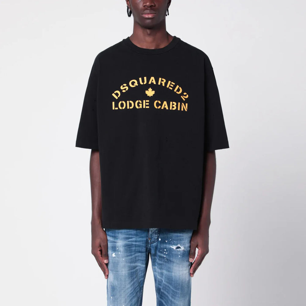 Dsquared2 - Black cotton T-shirt with logo Brand Shirts & Tops XL