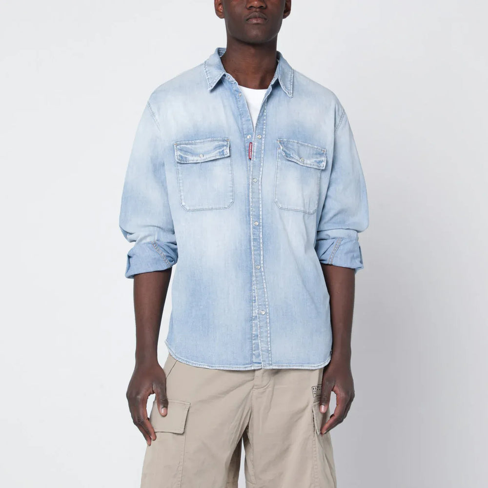 Dsquared2 - Light blue washed denim shirt Brand Shirts & Tops 52 IT