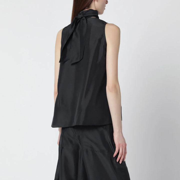 Durazzi Milano - Dark grey silk tank top with scarf Brand Shirts &amp; Tops