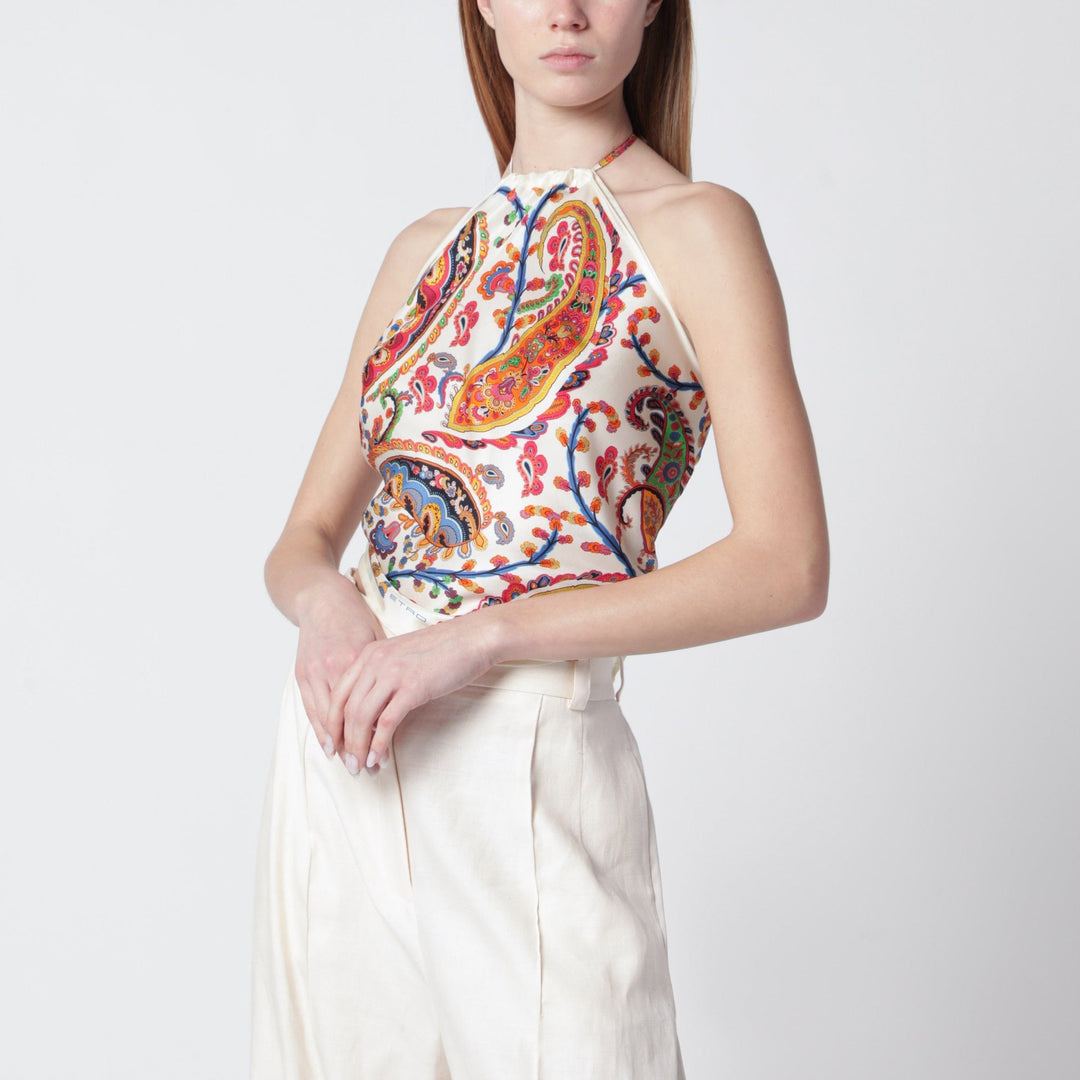 Shirts & Tops TU ETRO - Bandana top in silk twill with floral Paisley motif Brand