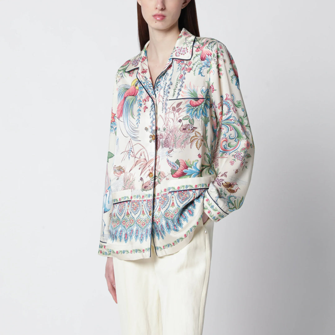 ETRO - Floral print shirt in fluid twill Brand Shirts &amp; Tops 40  IT