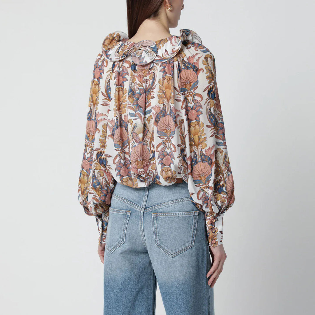 FARM Rio - White Sea Garden blouse with ruffles Brand Shirts &amp; Tops