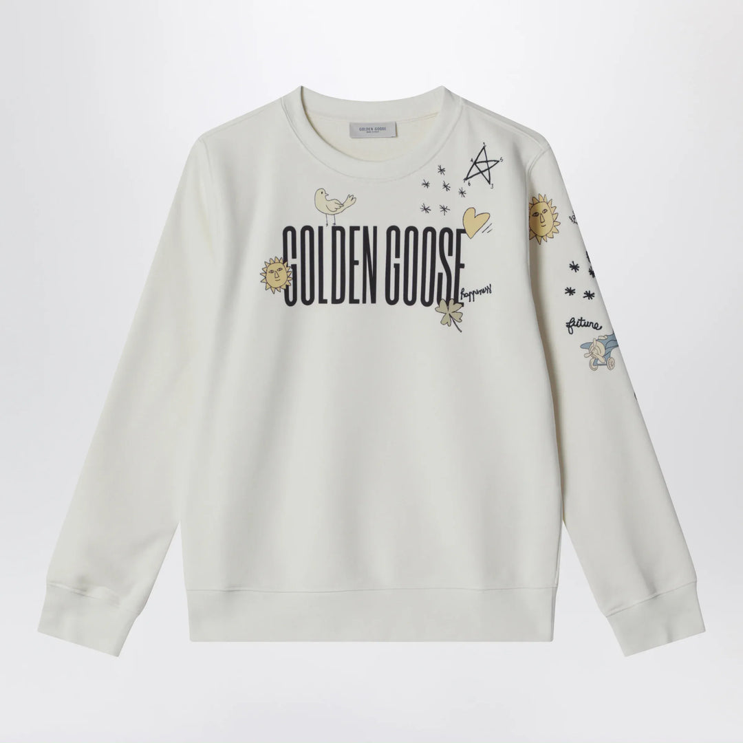 Golden Goose - White cotton sweatshirt with logo print Brand Shirts &amp; Tops 4