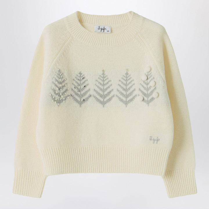 Shirts &amp; Tops Il Gufo - Ivory wool sweater with embroidery and rhinestones Brand