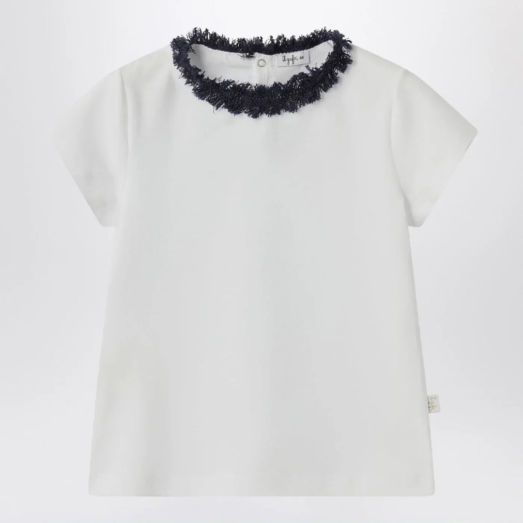 Il Gufo - White T-shirt with frayed neckline Brand Shirts &amp; Tops 12