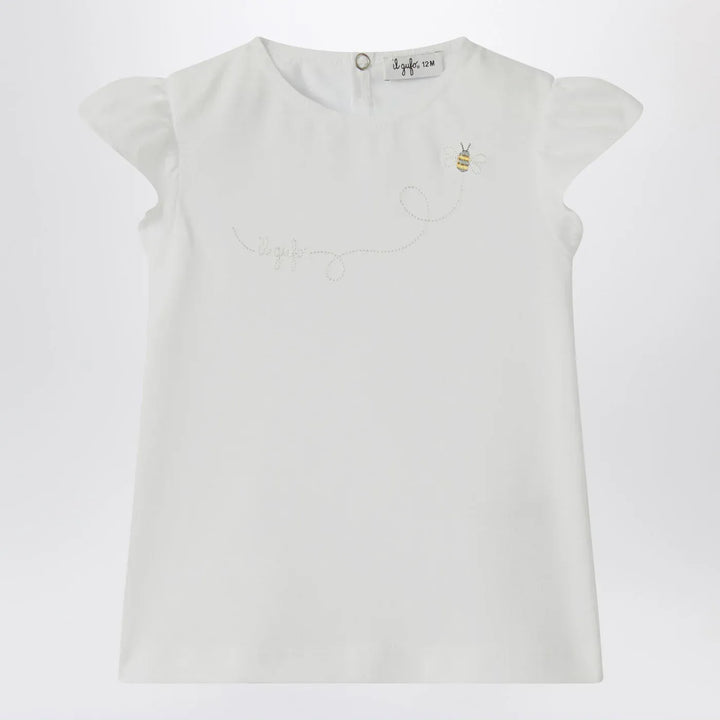 Il Gufo - White T-shirt with ruffled sleeves Brand Shirts &amp; Tops 6