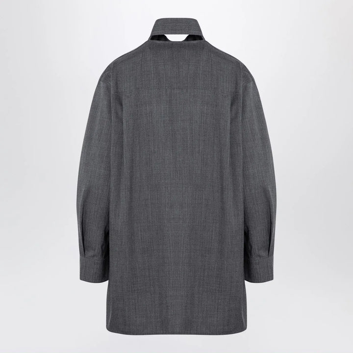 Jil Sander - Grey wool shirt with scarf Brand Shirts &amp; Tops