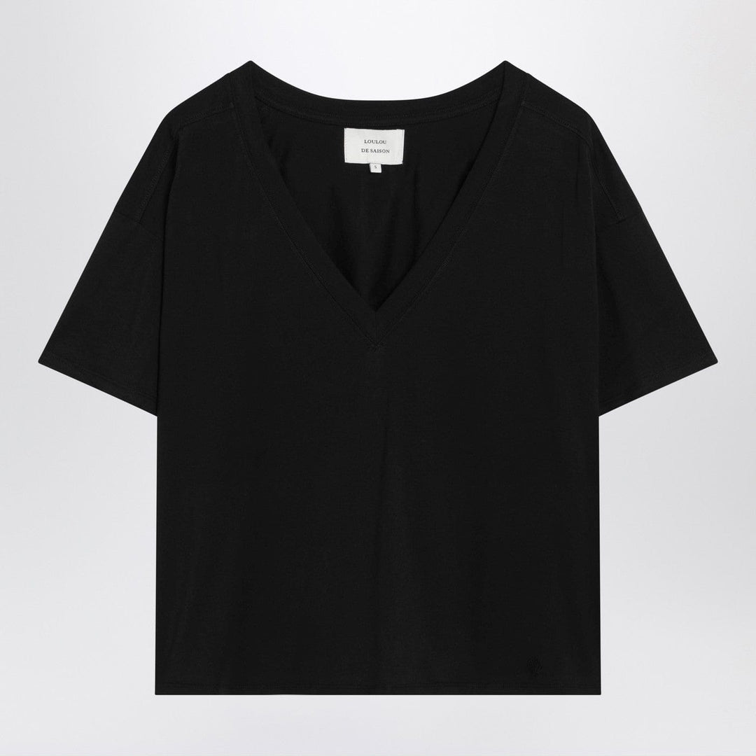 Shirts & Tops LouLou De Saison - Black cotton V-neck T-shirt Brand
