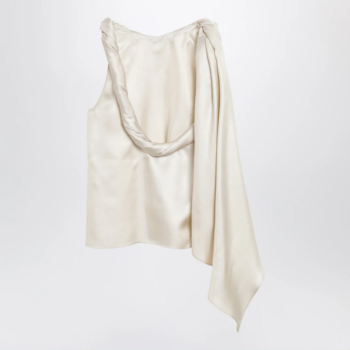 LouLou De Saison - Wilma silk twill top with a twisted collar and scarf detail Brand Shirts &amp; Tops