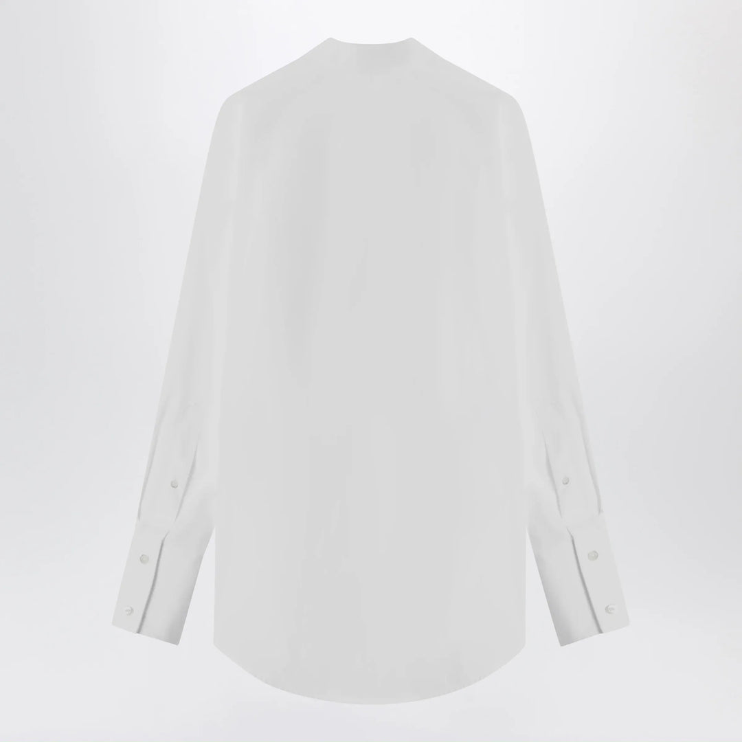 Maison Margiela - Deep V-neck cotton poplin shirt in white Brand Shirts &amp; Tops