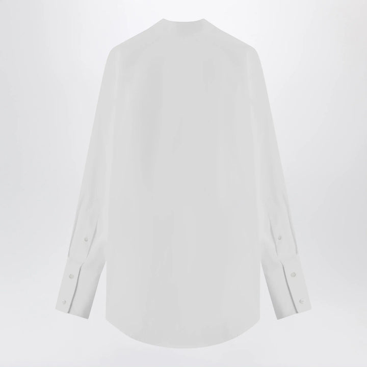 Maison Margiela - Deep V-neck cotton poplin shirt in white Brand Shirts &amp; Tops