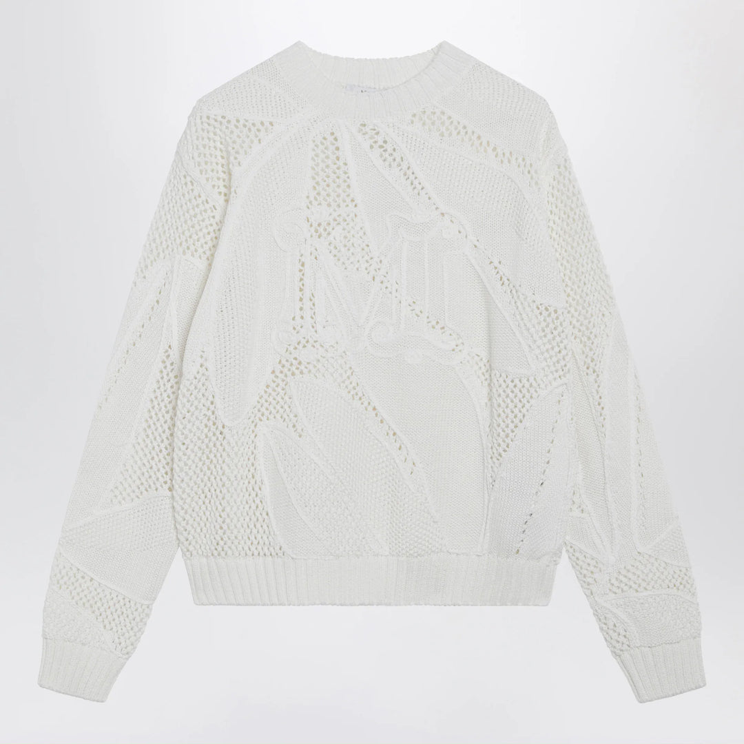 Max Mara - Embroidered cotton crewneck sweater in white Brand Shirts &amp; Tops XS