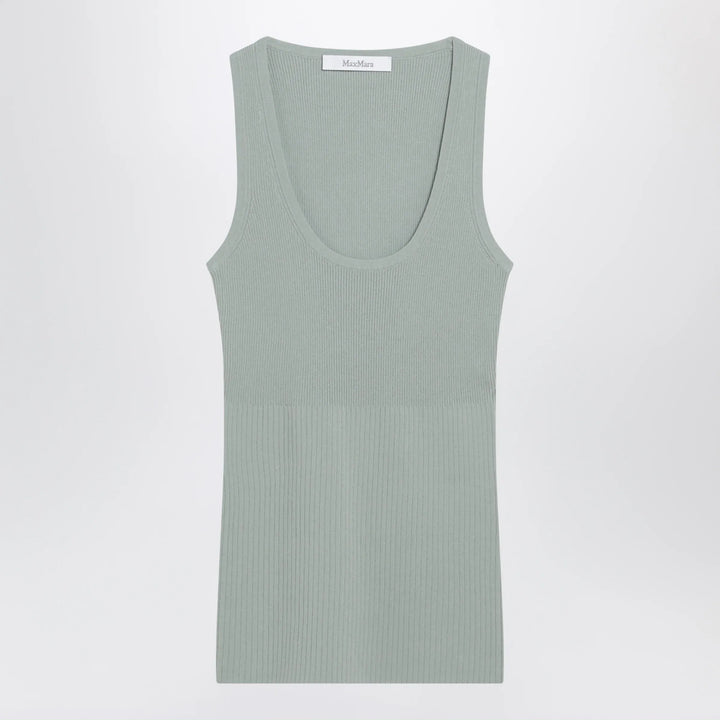 Max Mara - Sleeveless ribbed top in sage green technical yarn Brand Shirts &amp; Tops XS