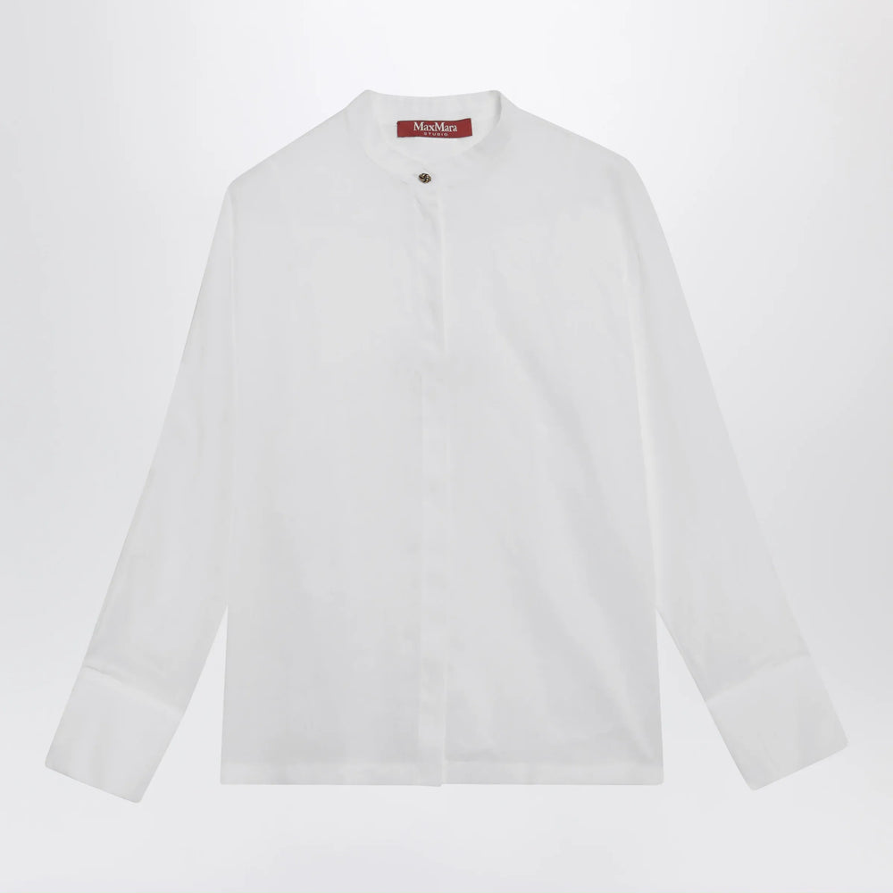 Max Mara Studio - Baldili ramie canvas shirt in white Brand Shirts & Tops 42  IT