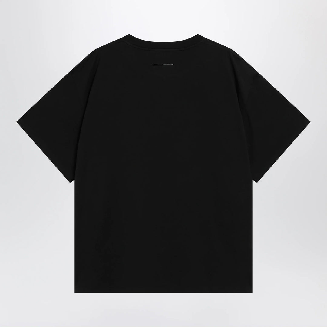 MM6 Maison Margiela - Black cotton T-shirt with Numeric logo Brand Shirts &amp; Tops