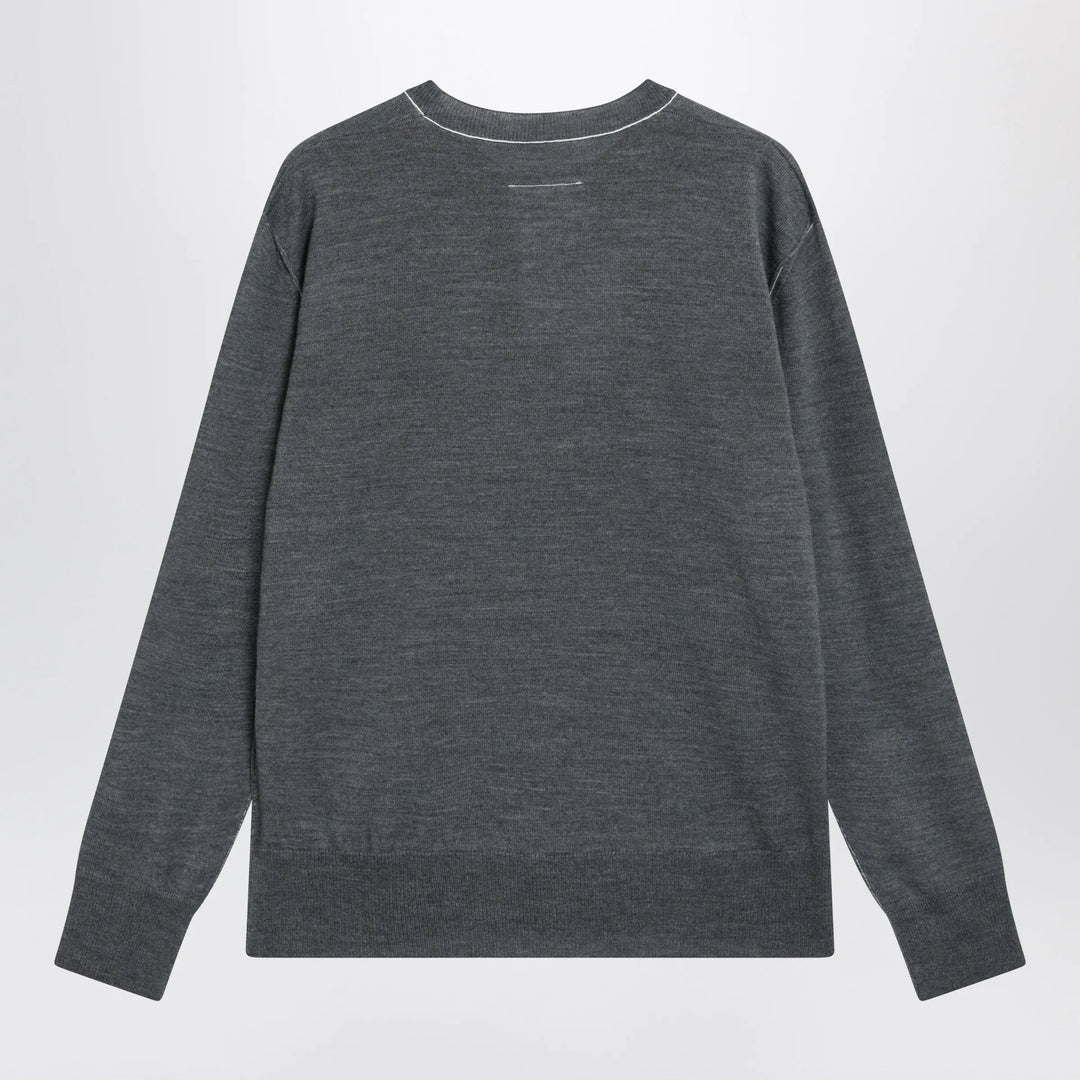 MM6 Maison Margiela - Grey wool sweater with Numeric logo Brand Shirts &amp; Tops