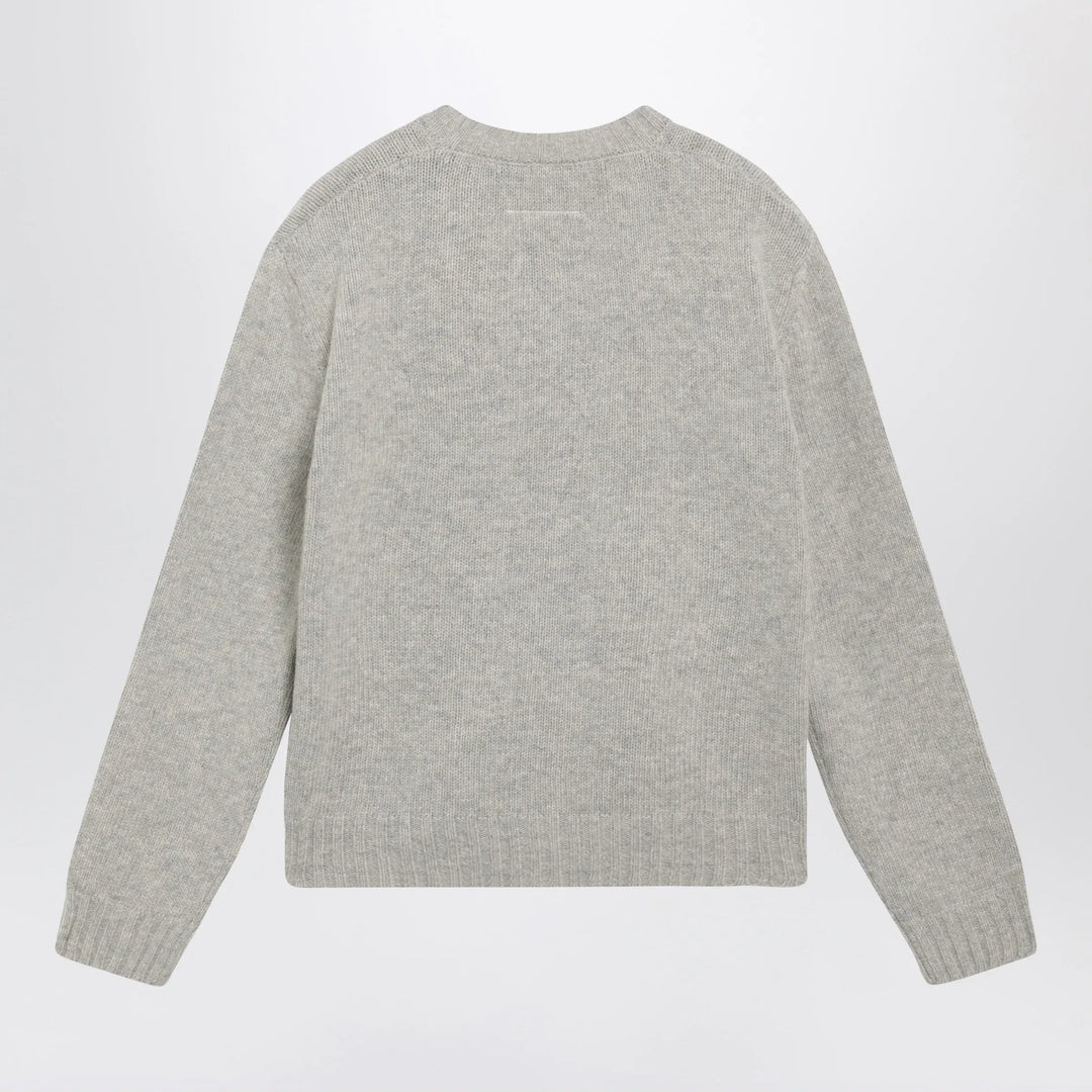 MM6 Maison Margiela - Sweater with calligraphic print in grey melange Brand Shirts &amp; Tops