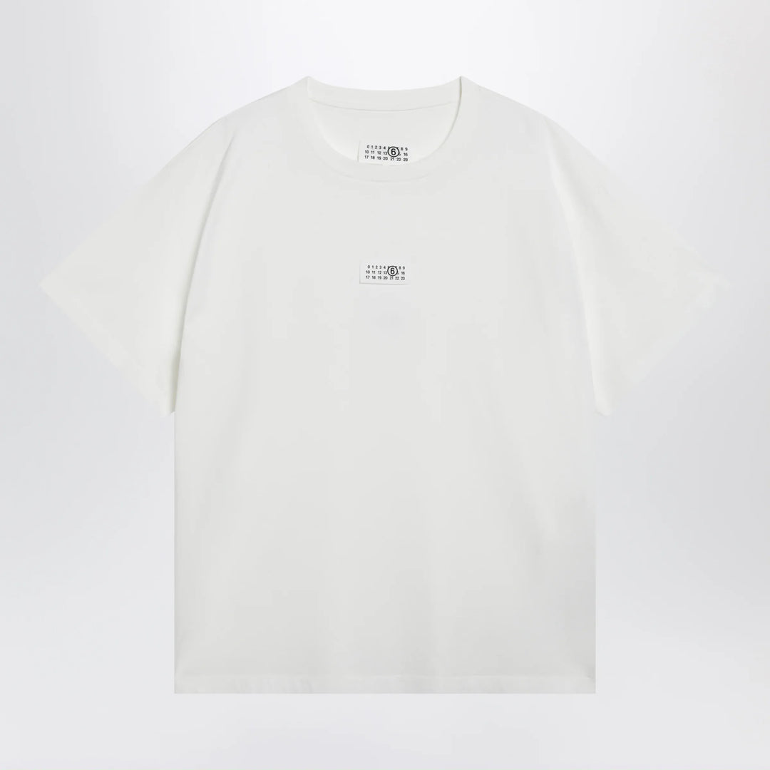 MM6 Maison Margiela - White cotton T-shirt with Numeric logo Brand Shirts &amp; Tops S