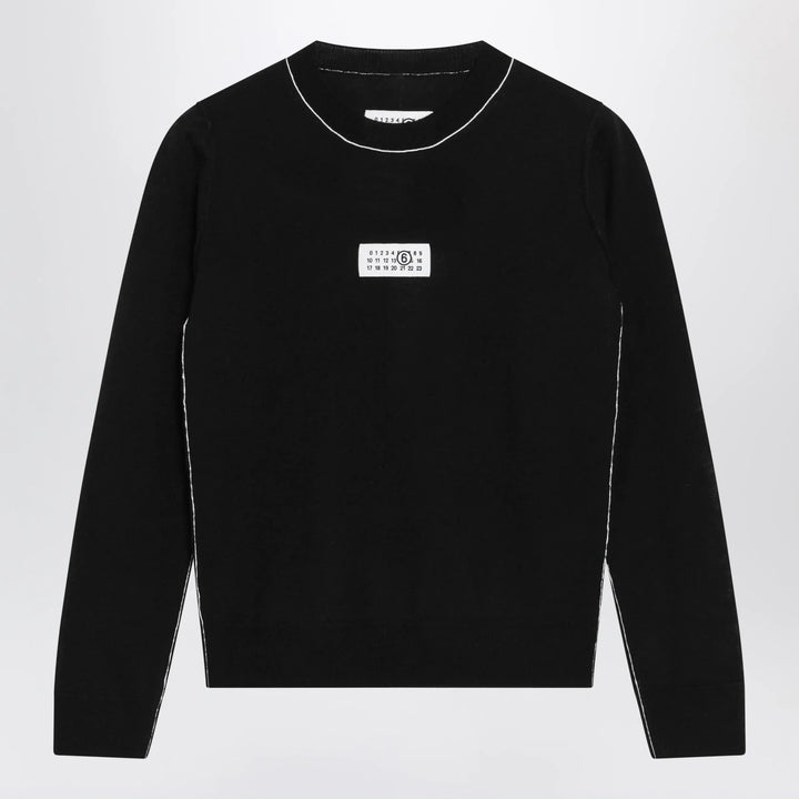 MM6 Maison Margiela - Wool-blend sweater with contrast trim in black Brand Shirts &amp; Tops S