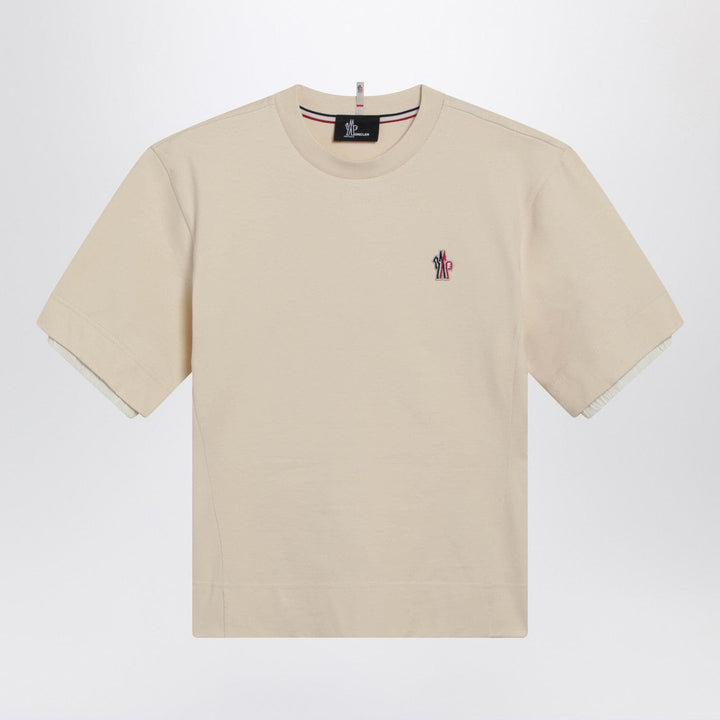 Shirts &amp; Tops Moncler Grenoble - White cotton-blend T-shirt with logo patch Brand
