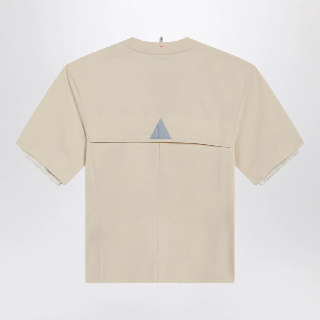 Moncler Grenoble - White cotton-blend T-shirt with logo patch Brand Shirts &amp; Tops