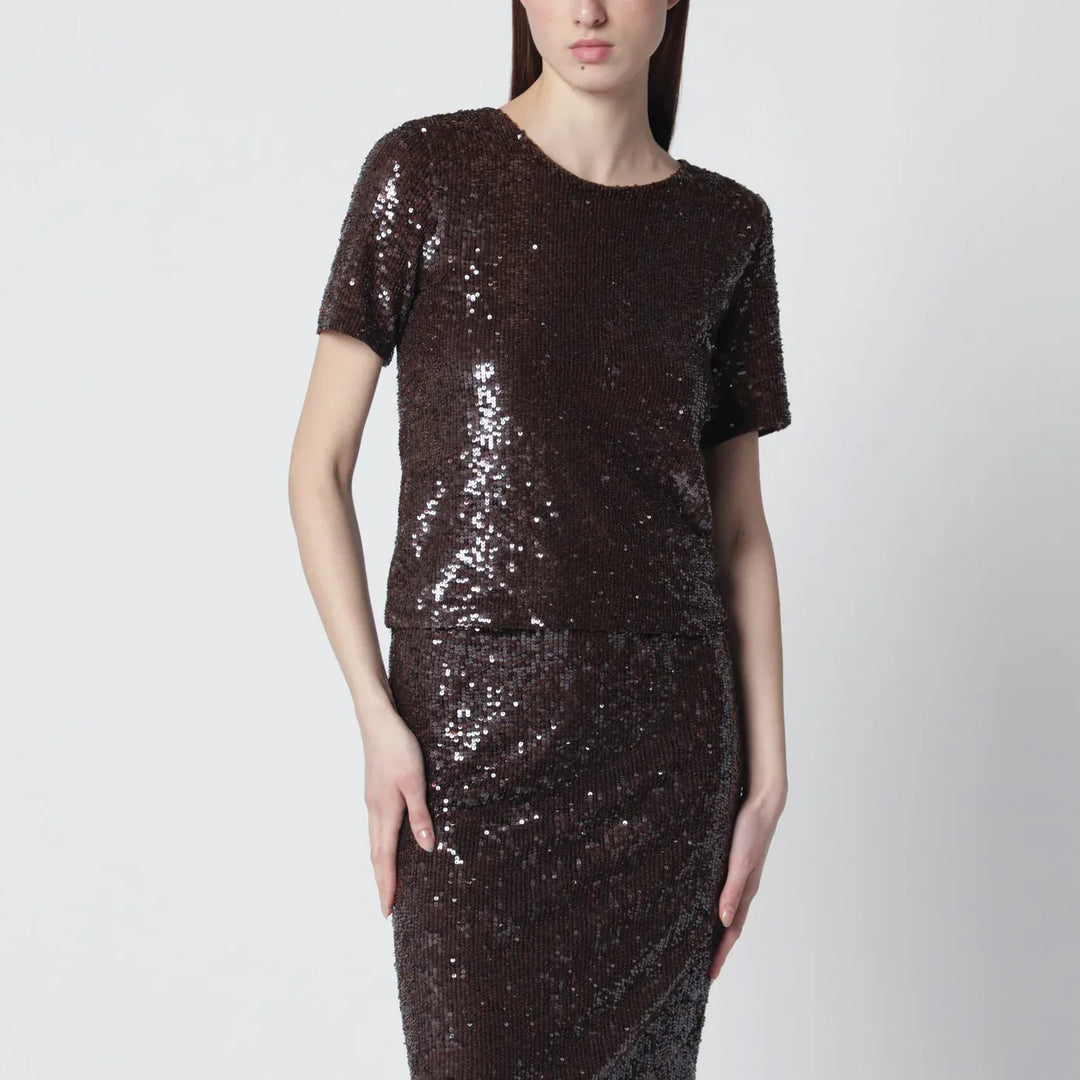 P.A.R.O.S.H. - Brown sequin knit top Brand Shirts &amp; Tops M