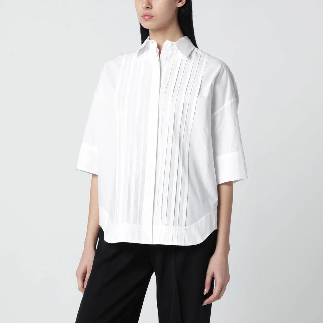 P.A.R.O.S.H. - White cotton shirt with pleated detail Brand Shirts &amp; Tops XS