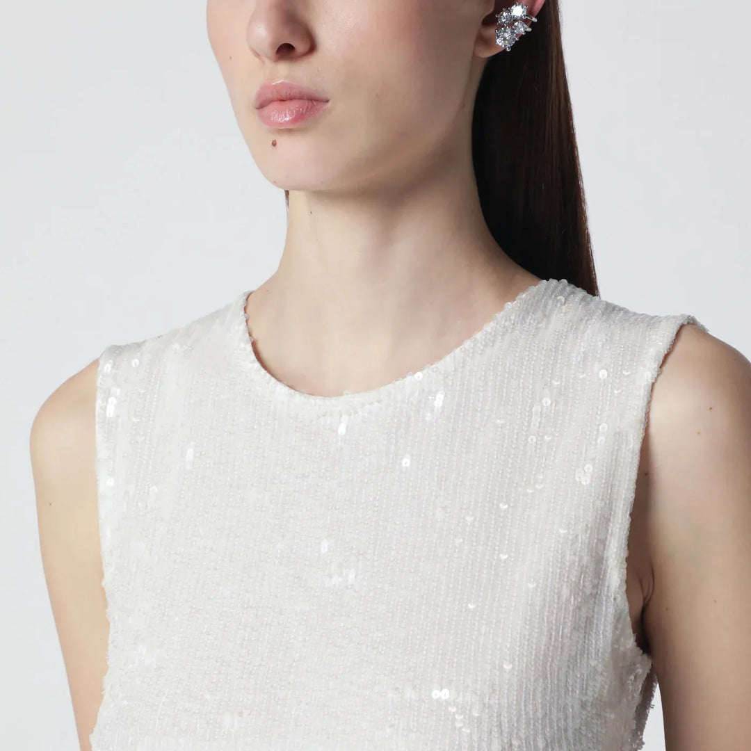 P.A.R.O.S.H. - White sequin top Brand Shirts &amp; Tops