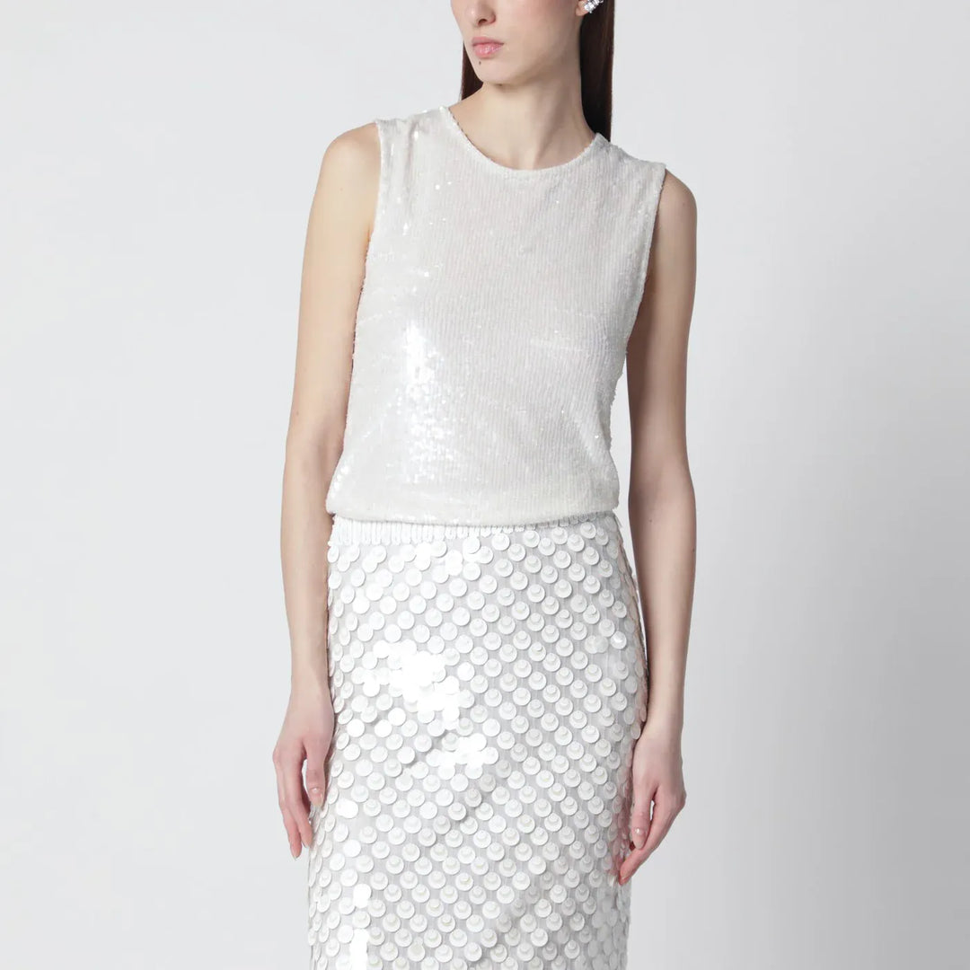 P.A.R.O.S.H. - White sequin top Brand Shirts &amp; Tops S