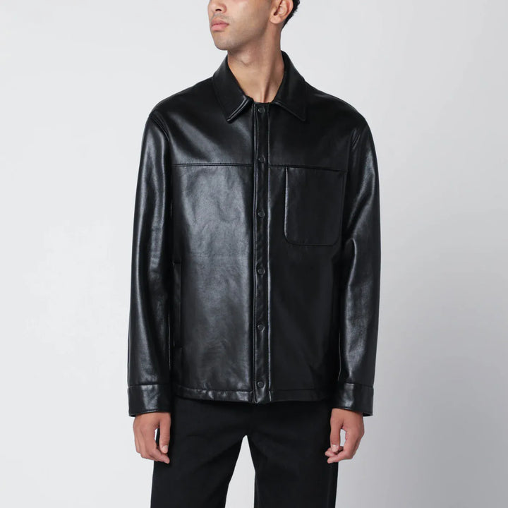 Salvatore Santoro - Black leather overshirt Brand Shirts &amp; Tops 48 IT