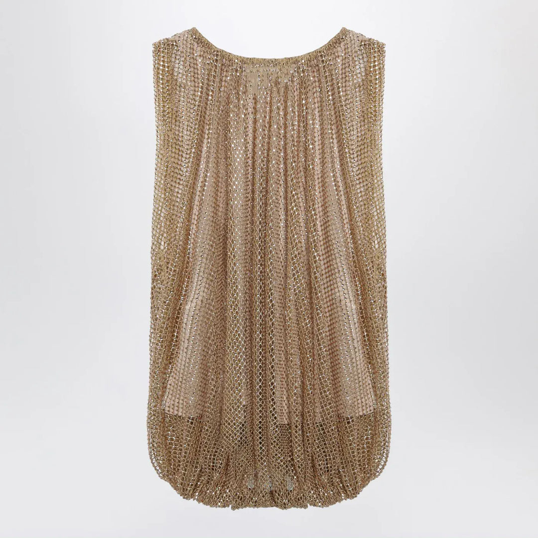 Sportmax - Camel mesh top with crystals Brand Shirts &amp; Tops S