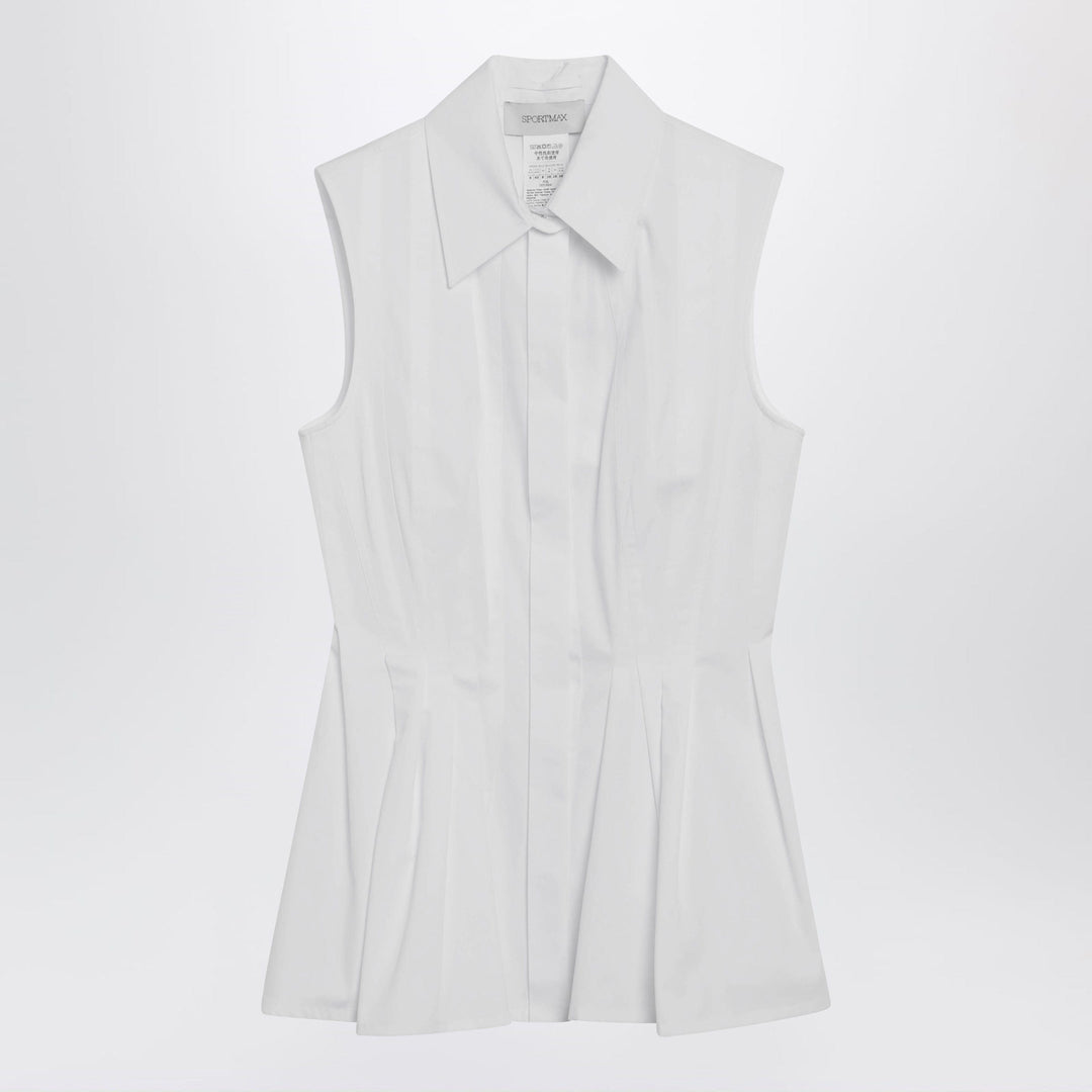 Shirts &amp; Tops Sportmax - Sleeveless shirt in optical white cotton canvas Brand